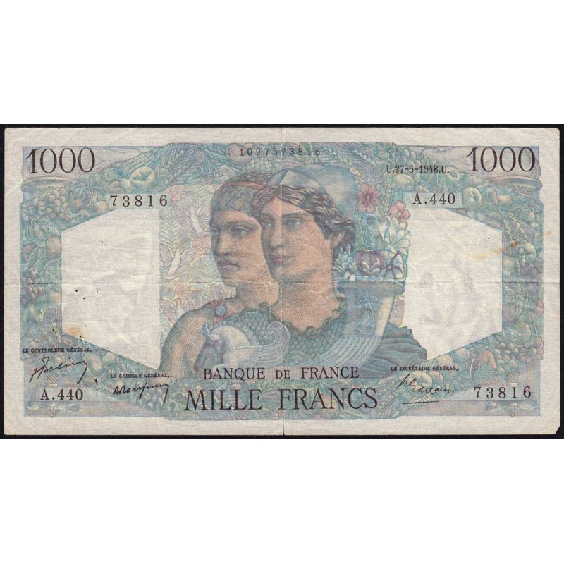 F 41-21 - 27/05/1948 - 1000 francs - Minerve et Hercule - Série A.440 - Etat : TB+