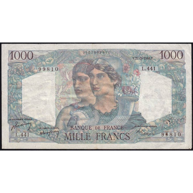 F 41-21 - 27/05/1948 - 1000 francs - Minerve et Hercule - Série L.441 - Etat : TTB