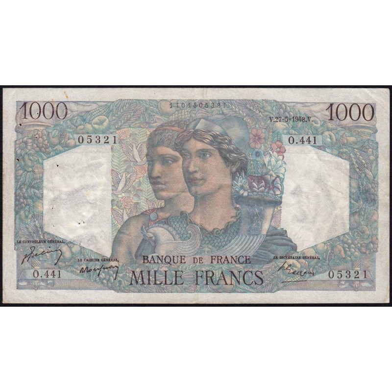 F 41-21 - 27/05/1948 - 1000 francs - Minerve et Hercule - Série O.441 - Etat : TTB