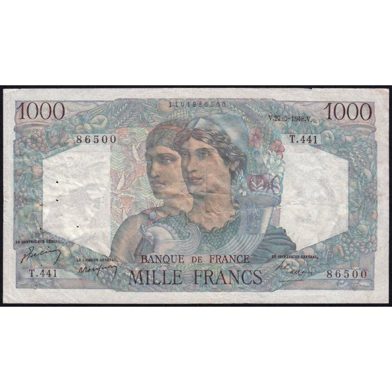 F 41-21 - 27/05/1948 - 1000 francs - Minerve et Hercule - Série T.441 - Etat : TTB