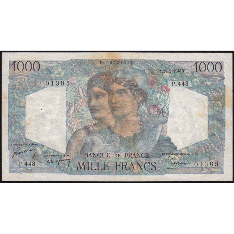 F 41-21 - 27/05/1948 - 1000 francs - Minerve et Hercule - Série P.443 - Etat : TB