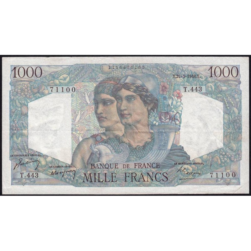 F 41-21 - 27/05/1948 - 1000 francs - Minerve et Hercule - Série T.443 - Etat : TTB+ à SUP