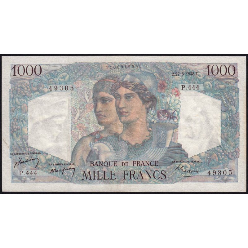 F 41-21 - 27/05/1948 - 1000 francs - Minerve et Hercule - Série P.444 - Etat : TTB+