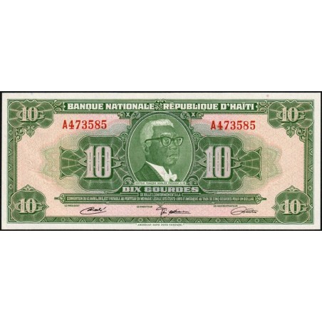 Haïti - Pick 203a_2 - 10 gourdes - Série A - 12/04/1919 (1971) - Etat : NEUF