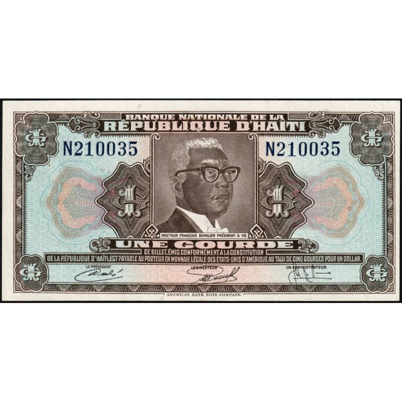 Haïti - Pick 210_1 - 1 gourde - Série N - 22/11/1973 - Etat : NEUF