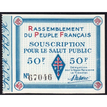 Rassemblement du Peuple Français - Type A-01 - 50 francs - Etat : NEUF