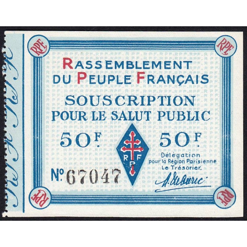 Rassemblement du Peuple Français - Type A-01 - 50 francs - Etat : NEUF