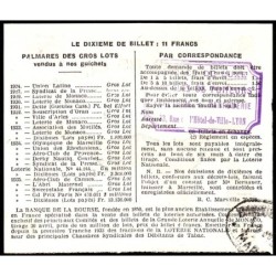 1936 - Loterie Nationale - 6e tranche - 1/10ème - Banque de la Bourse - Etat : SUP