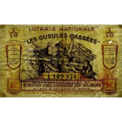 1939 - Loterie Nationale - 16e tranche - 1/10ème - Gueules cassées - Etat : TB+