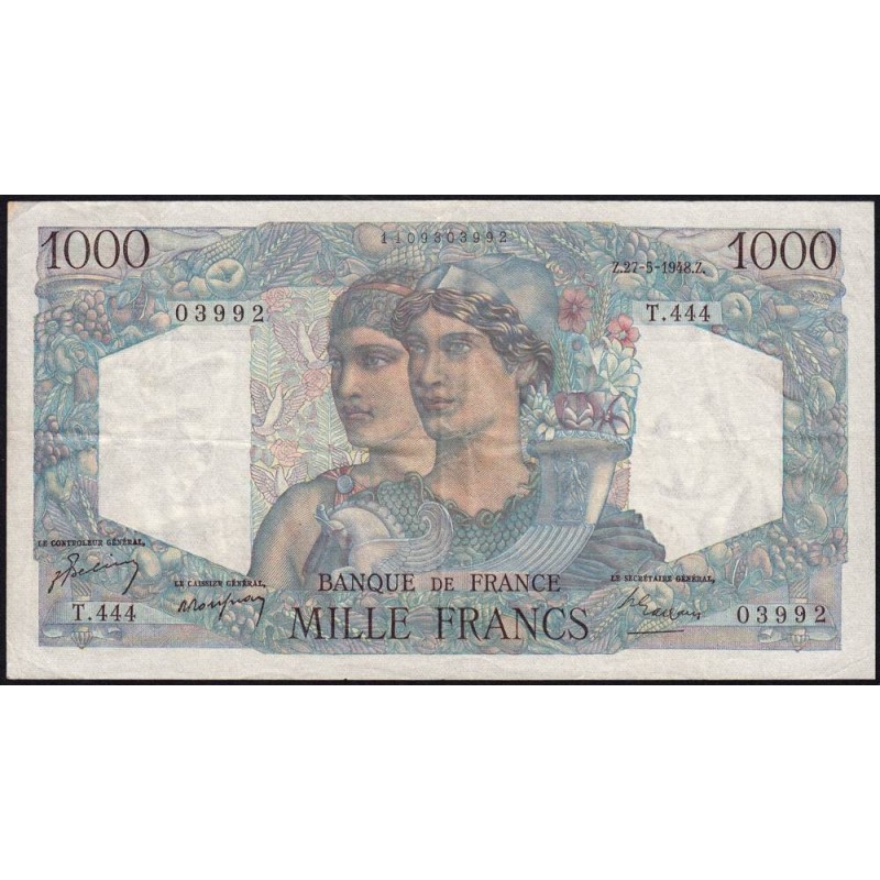 F 41-21 - 27/05/1948 - 1000 francs - Minerve et Hercule - Série T.444 - Etat : TTB