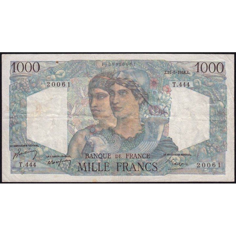 F 41-21 - 27/05/1948 - 1000 francs - Minerve et Hercule - Série T.444 - Etat : TTB-