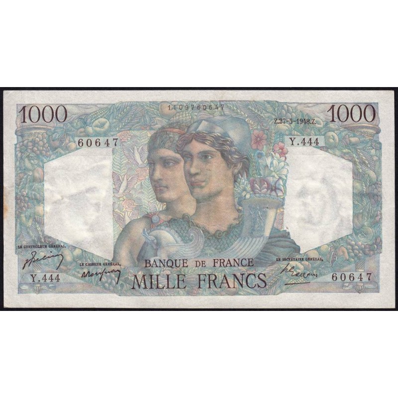 F 41-21 - 27/05/1948 - 1000 francs - Minerve et Hercule - Série Y.444 - Etat : TTB+