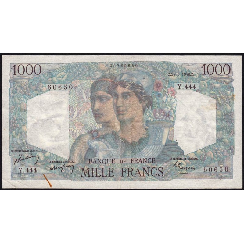 F 41-21 - 27/05/1948 - 1000 francs - Minerve et Hercule - Série Y.444 - Etat : TTB