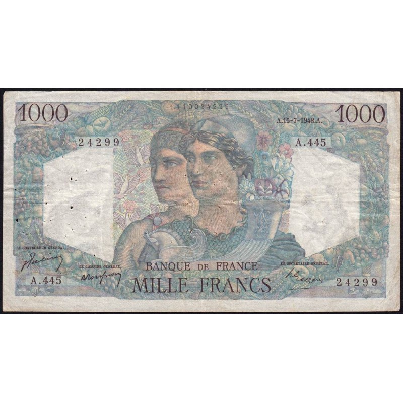 F 41-22 - 15/07/1948 - 1000 francs - Minerve et Hercule - Série A.445 - Etat : TB