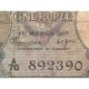 Ceylan - Pick 34_7 - 1 rupee - Série A/76 - 01/03/1947 - Etat : B