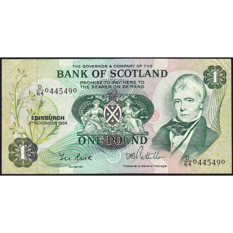 Ecosse - Pick 111f_2 - 1 pound - Série D/64 - 09/11/1984 - Etat : TTB