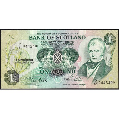 Ecosse - Pick 111f_2 - 1 pound - Série D/64 - 09/11/1984 - Etat : TTB