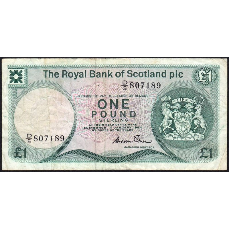 Ecosse - Pick 341b_2 - 1 pound sterling - Série D/5 -04/01/1984 - Etat : TB