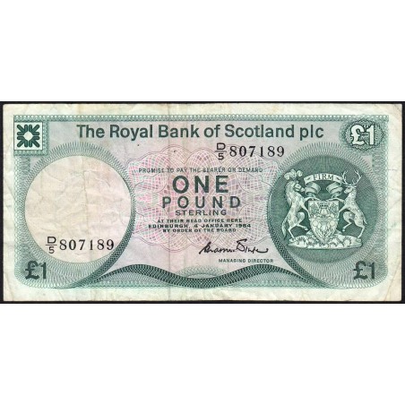 Ecosse - Pick 341b_2 - 1 pound sterling - Série D/5 -04/01/1984 - Etat : TB