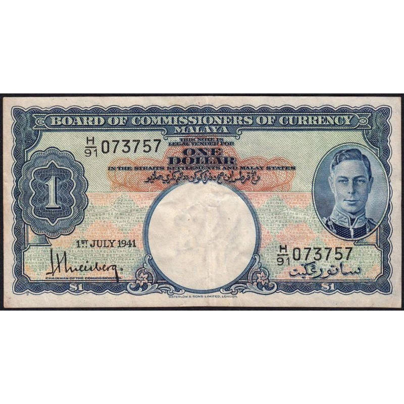 Malaisie Britannique - Pick 11 - 1 dollar - Série H/91 - 01/07/1941 - Etat : TB+