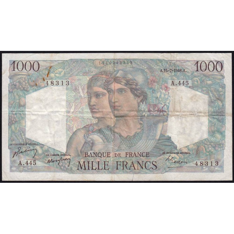 F 41-22 - 15/07/1948 - 1000 francs - Minerve et Hercule - Série A.445 - Etat : TB+