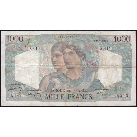 F 41-22 - 15/07/1948 - 1000 francs - Minerve et Hercule - Série A.445 - Etat : TB+