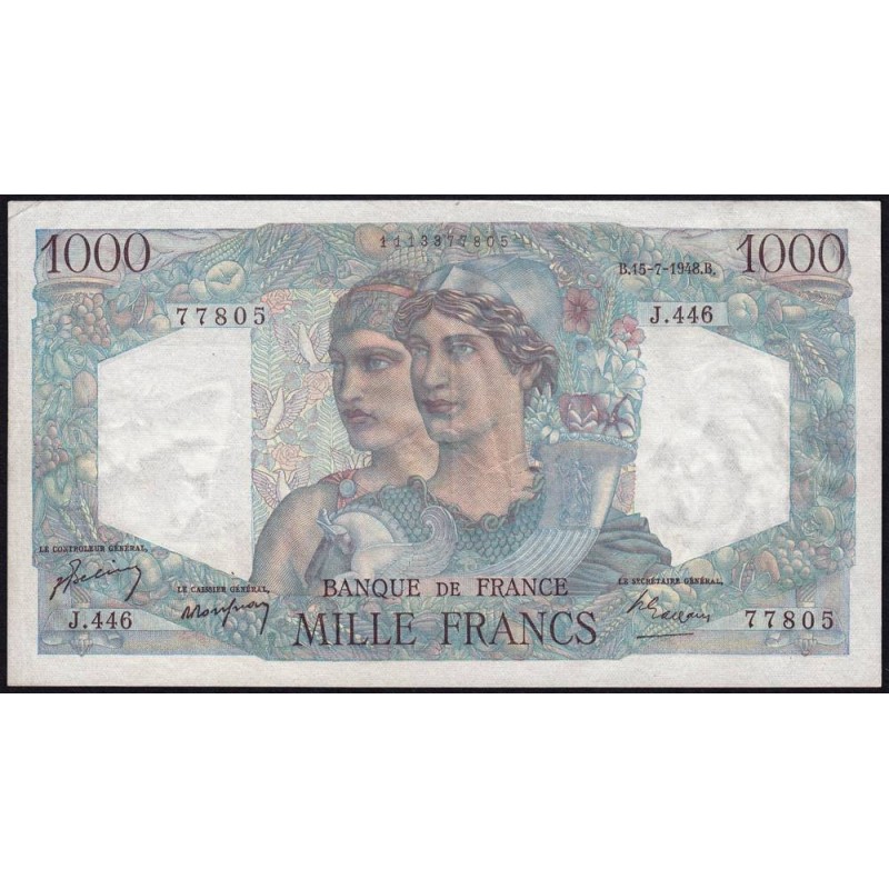 F 41-22 - 15/07/1948 - 1000 francs - Minerve et Hercule - Série J.446 - Etat : TTB+ à SUP
