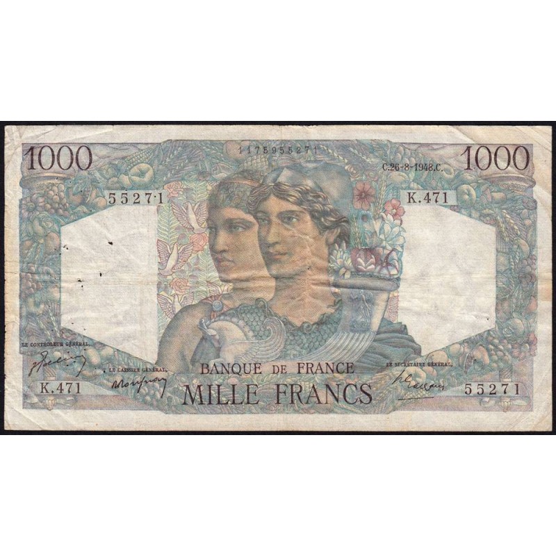 F 41-23 - 26/08/1948 - 1000 francs - Minerve et Hercule - Série K.471 - Etat : TB
