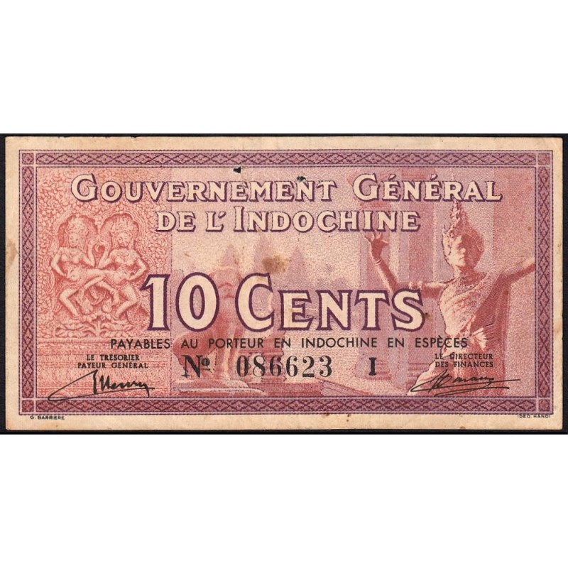 Indochine Française - Pick 85a - 10 cents - Série I - 1940 - Etat : TB+
