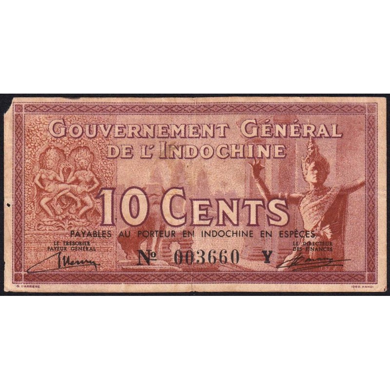 Indochine Française - Pick 85b - 10 cents - Série Y - 1940 - Etat : TB