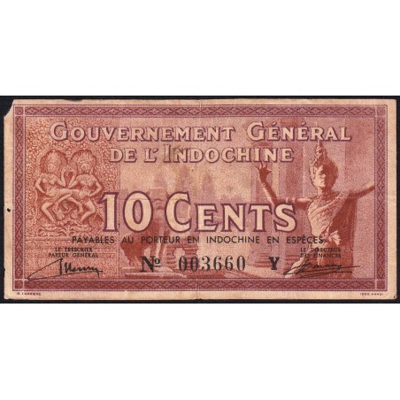 Indochine Française - Pick 85b - 10 cents - Série Y - 1940 - Etat : TB