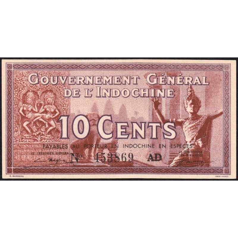 Indochine Française - Pick 85c - 10 cents - Série AD - 1942 - Etat : NEUF