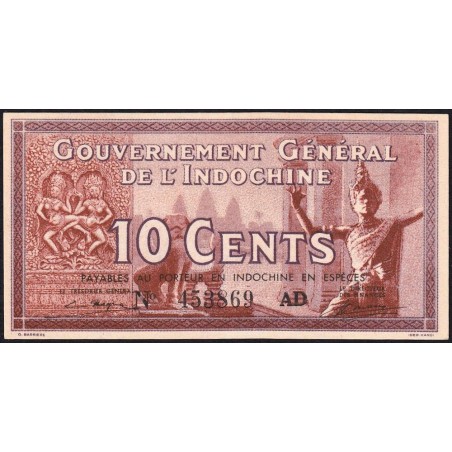 Indochine Française - Pick 85c - 10 cents - Série AD - 1942 - Etat : NEUF