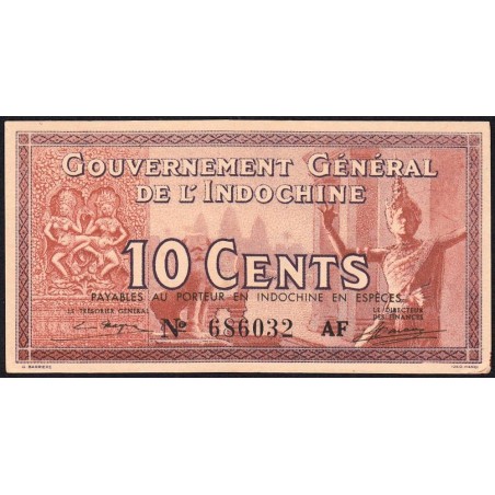 Indochine Française - Pick 85c - 10 cents - Série AF - 1942 - Etat : SPL