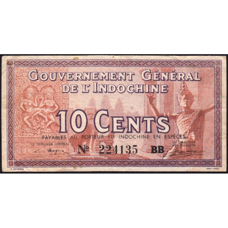 Indochine Française - Pick 85c - 10 cents - Série BB - 1942 - Etat : TB+