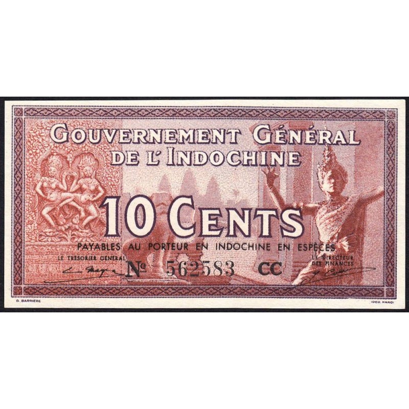 Indochine Française - Pick 85d - 10 cents - Série CC - 1943 - Etat : NEUF
