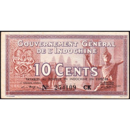 Indochine Française - Pick 85d - 10 cents - Série CK - 1943 - Etat : SUP