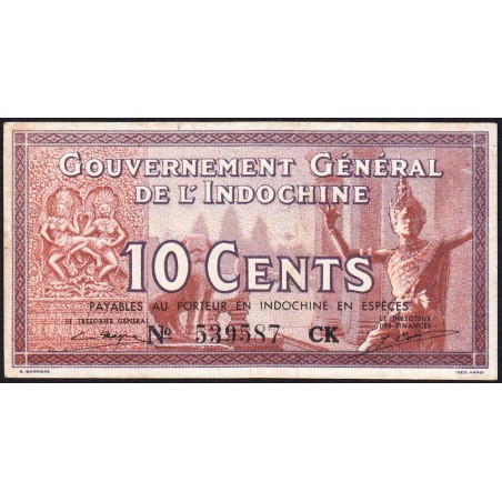 Indochine Française - Pick 85d - 10 cents - Série CK - 1943 - Etat : SUP