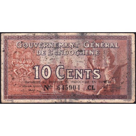 Indochine Française - Pick 85d - 10 cents - Série CL - 1943 - Etat : B