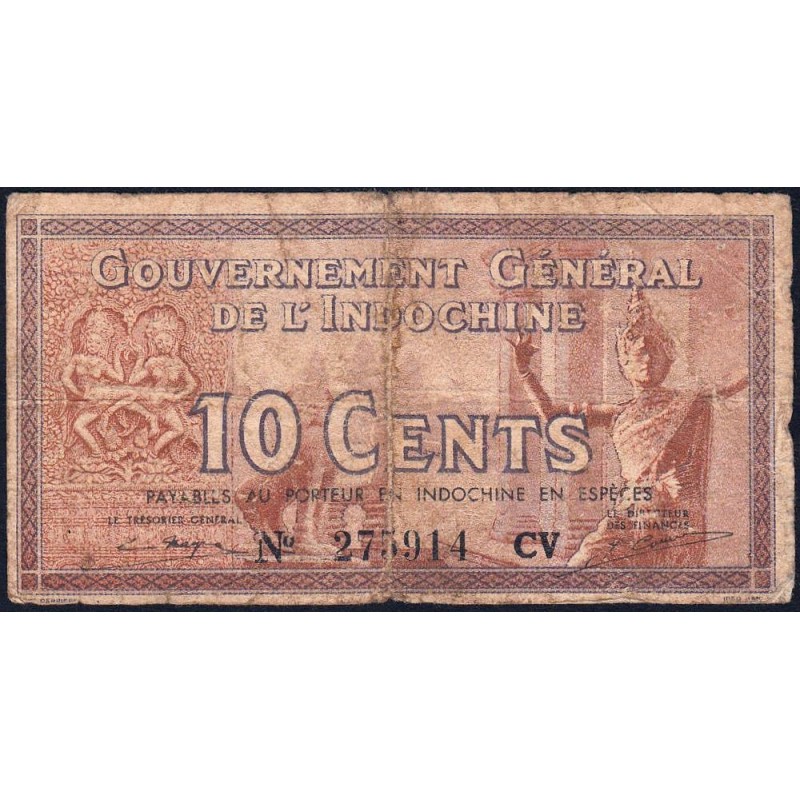 Indochine Française - Pick 85d - 10 cents - Série CV - 1943 - Etat : B