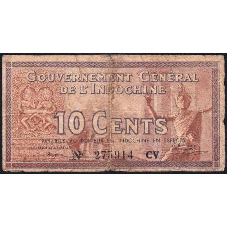 Indochine Française - Pick 85d - 10 cents - Série CV - 1943 - Etat : B