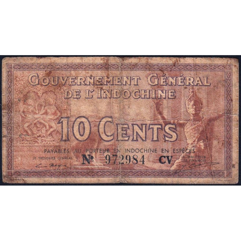 Indochine Française - Pick 85d - 10 cents - Série CV - 1943 - Etat : B