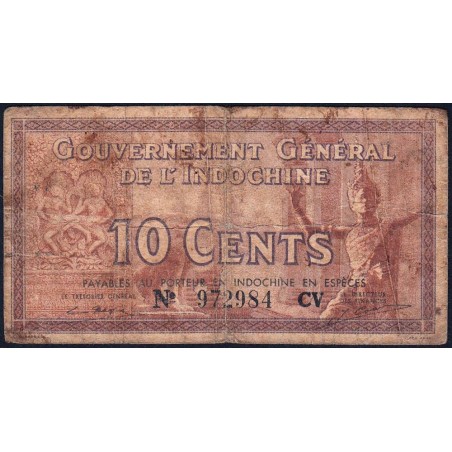 Indochine Française - Pick 85d - 10 cents - Série CV - 1943 - Etat : B