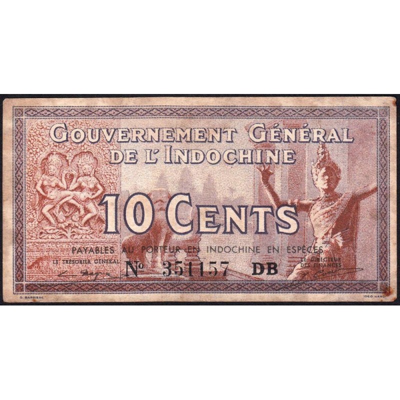 Indochine Française - Pick 85d - 10 cents - Série DB - 1943 - Etat : TB