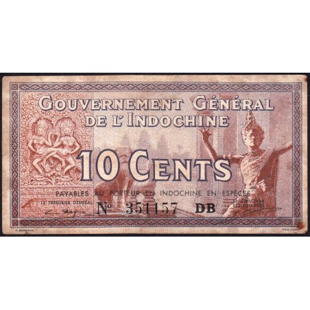 Indochine Française - Pick 85d - 10 cents - Série DB - 1943 - Etat : TB