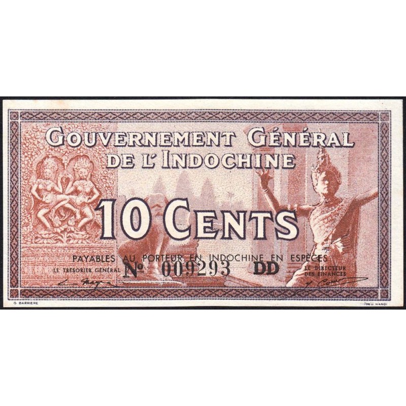Indochine Française - Pick 85d - 10 cents - Série DD - 1943 - Etat : pr.NEUF