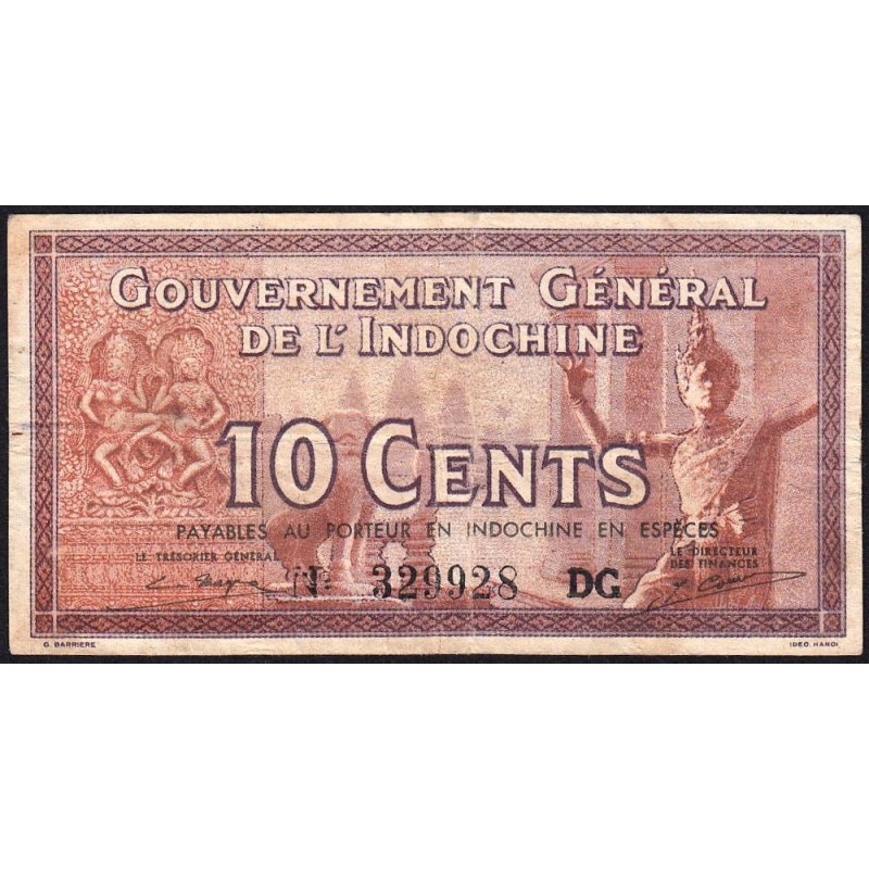 Indochine Française - Pick 85d - 10 cents - Série DG - 1943 - Etat : TB