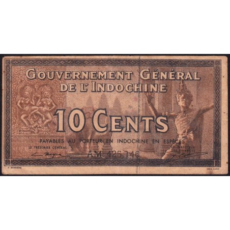 Indochine Française - Pick 85e - 10 cents - Série AM - 1944 - Etat : TB+