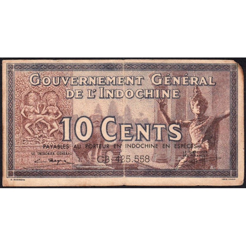 Indochine Française - Pick 85e - 10 cents - Série CB - 1944 - Etat : TB