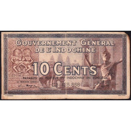 Indochine Française - Pick 85e - 10 cents - Série CB - 1944 - Etat : TB